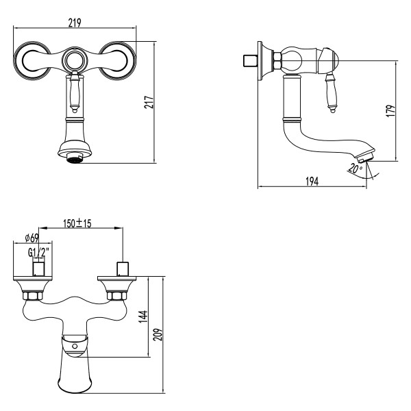 Смеситель для душа Lemark Villa бронза (LM4811B) Смеситель для душа Lemark Villa бронза (LM4811B)