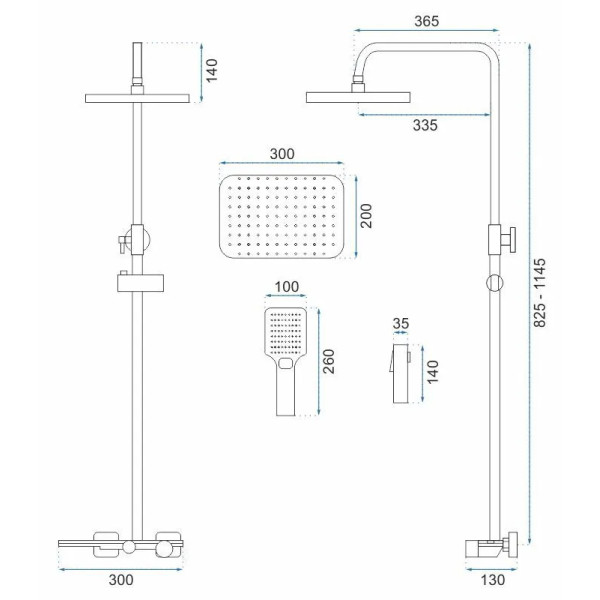 Душевая система на четыре режима Rea Helix Chrom (REA-P6620)