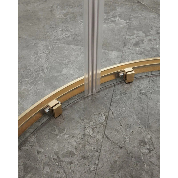 Душевой уголок Cezares Molveno 110x110x195 стекло прозрачное, профиль брашированное золото (MOLVENO-R-22-90+20-C-BORO-IV)