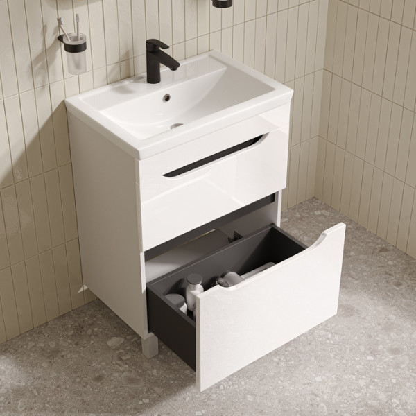 Тумба с умывальником напольная Iddis Ray 60 см белый подходит умыв. 4076000i28 (RAY60WFi95K)