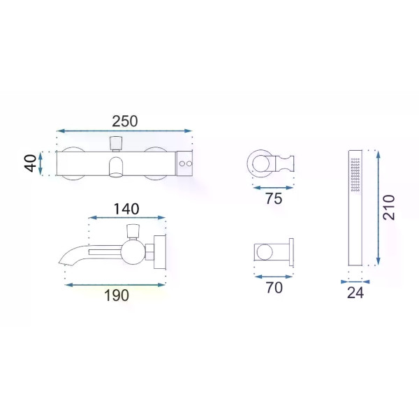 Смеситель для раковины Rea Lungo с душевым комплектом оружейная сталь (REA-B2352)