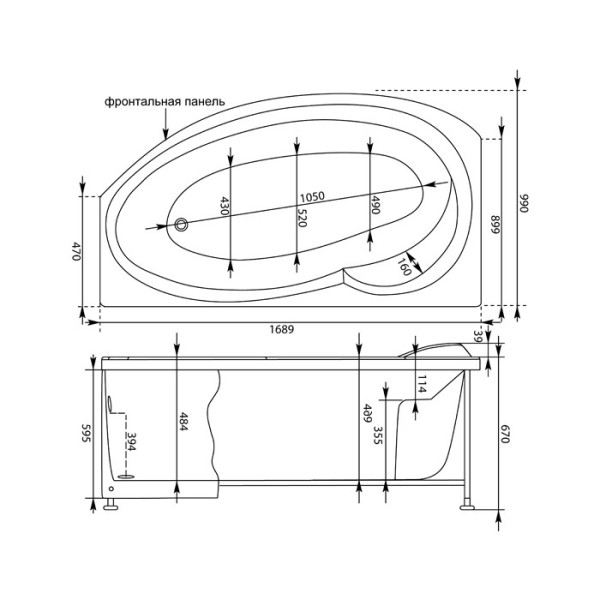 Ванна акриловая Aquanet Jersey 170х100 L без гидромассажа Ванна акриловая Aquanet Jersey 170х100 L без гидромассажа