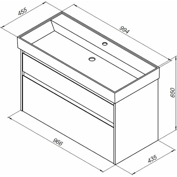 Тумба подвесная Aquanet Nova Lite 100 (SLIM SYNERGY) белый, 2 ящика (00249940)