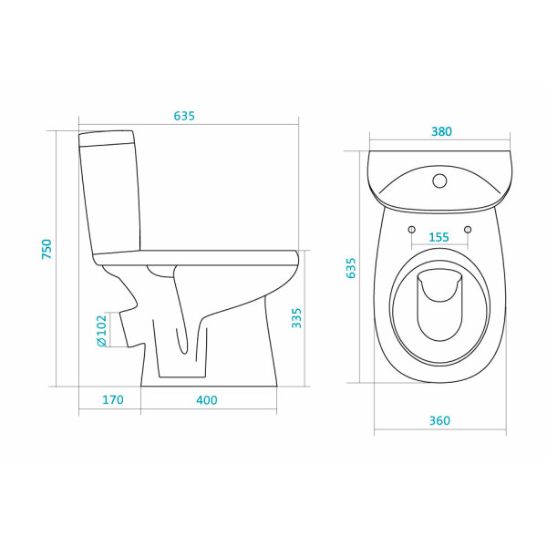 Унитаз-компакт Santek Анимо 635х380х750 (1WH302137)