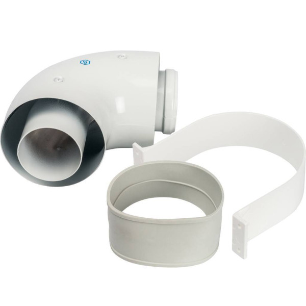 Отвод коаксиальный Stout 90° DN60/100, п/м уплотнения и хомут в комплекте (SCA-6010-000090)