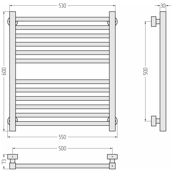 Полотенцесушитель водяной Сунержа Модус Pro 600x500 белый (12-0450-6050)