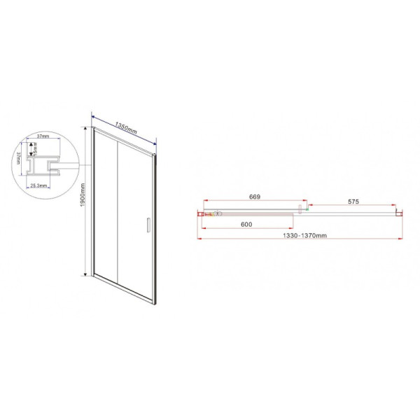 Душевая дверь Vincea Garda VDS-1G 1350х1900 стекло шиншилла, профиль хром (VDS-1G135CH)