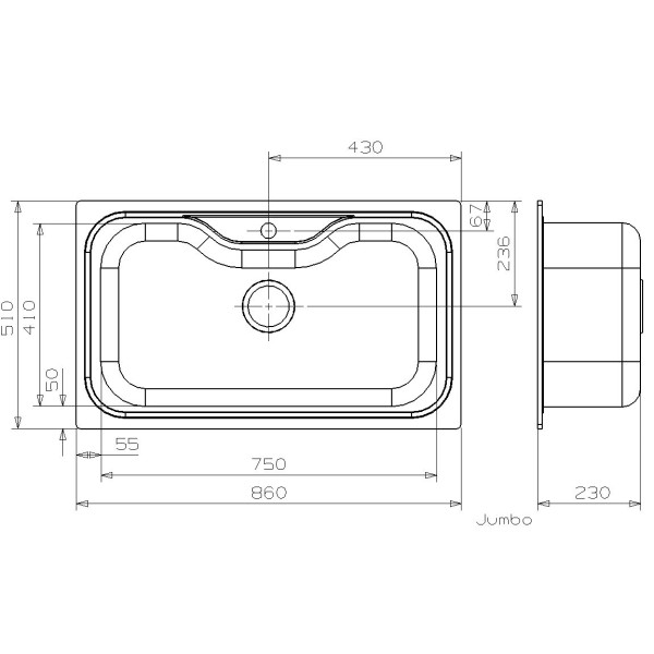 Мойка для кухни врезная Reginox Jumbo 860х510 Lux