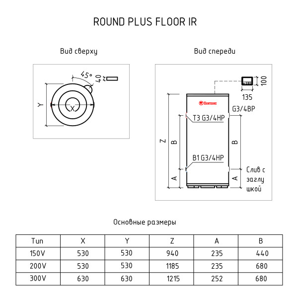 Водонагреватель Thermex Round Plus IR 150 V (151 122) Водонагреватель Thermex Round Plus IR 150 V (151 122)
