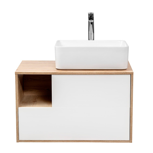 Тумба подвесная Aquanika Quadro 800x460x500 дуб давос/белый (AQQ804650RU78)