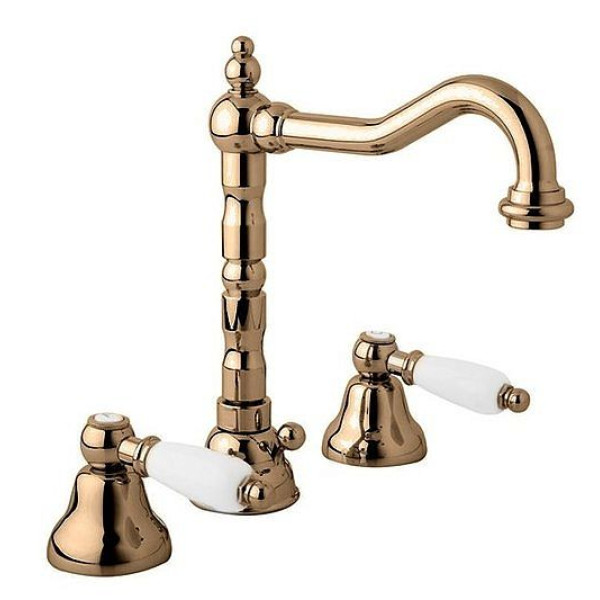 Смеситель для раковины Cezares First бронзовый, ручка рычаг - белый (FIRST-BLS2-02-M)