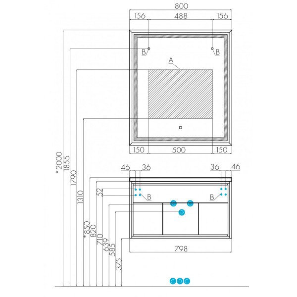 Зеркало Aquaton Уэльс 800x29x900 белый (1.A214.0.02W.A01.0)