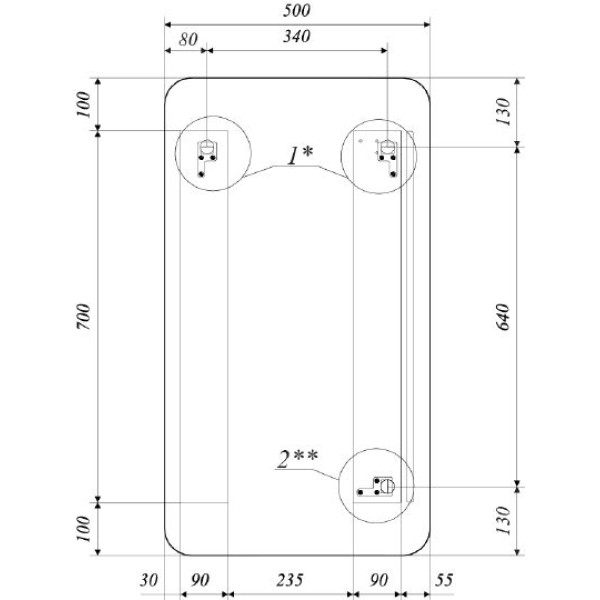 Зеркало 1Marka Tera 500*30*900 (У83227)