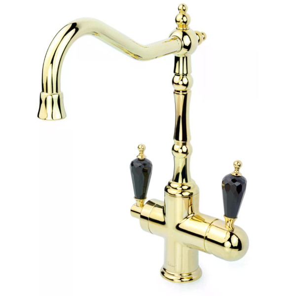 Смеситель для кухни Boheme Kitchen Золотой с краном для питьевой воды (112-BSW)