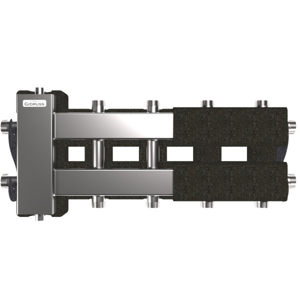 Коллектор балансировочный Gidruss BMSS-60-5DU.EPP (до 60 кВт, вх. G 1", 2+2+1 контура G 1", 4D-кронштейны K.UMS, EPP-термоизоляция, нерж ст.) Коллектор балансировочный Gidruss BMSS-60-5DU.EPP (до 60 кВт, вх. G 1", 2+2+1 контура G 1", 4D-кронштейны K.UMS, EPP-термоизоляция, нерж ст.)