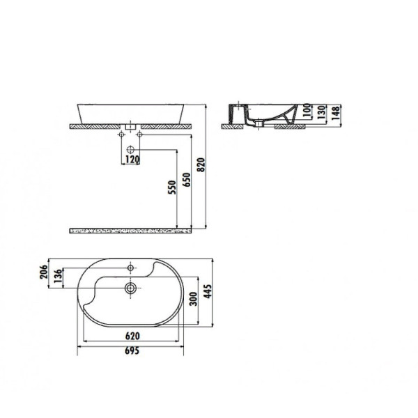 Раковина мебельная Creavit Topic 69,5x44,5 белая (TP172-00CB00E-0000)
