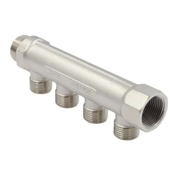 Коллектор 4 отвода 3/4"х1/2"Н Okseler (никель)  (oks00371)