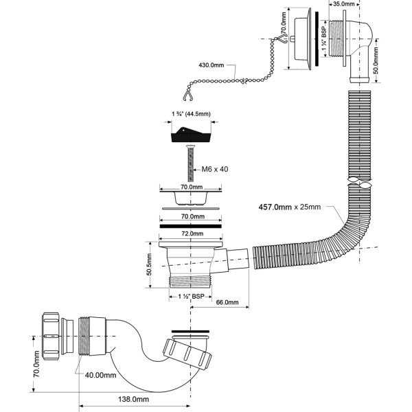 Обвязка для ванны с пробкой на цепочке McAlpine (MRB5) Обвязка для ванны с пробкой на цепочке McAlpine (MRB5)