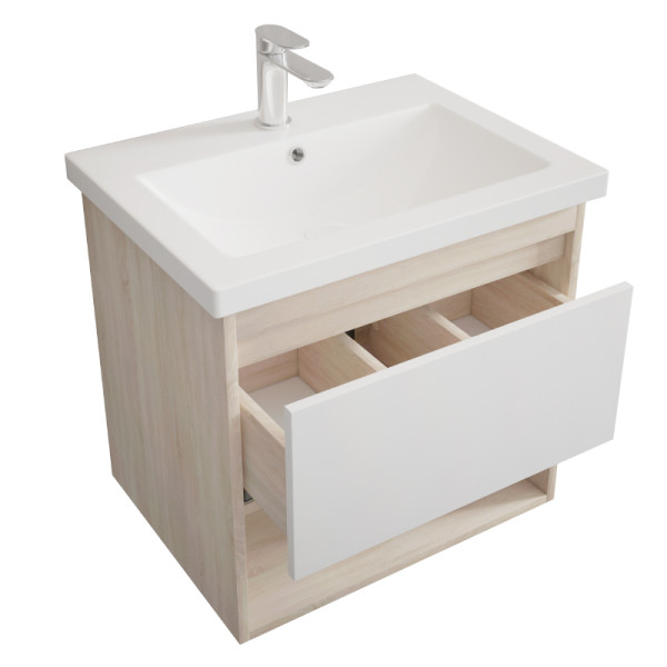 Тумба подвесная Melodia Этюд 60 (Como 60) 1 ящик белая/сонома (MFR80037SW)