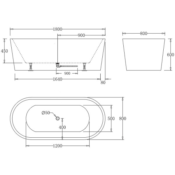 Ванна акриловая BelBagno 180x80 белая (BB71-180-W0)