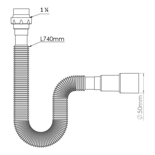 Отвод гофр. переходной 1 1/4"х40/50 (740 мм) Nova (c конусной прокладкой) (1322) Отвод гофр. переходной 1 1/4"х40/50 (740 мм) Nova (c конусной прокладкой) (1322)