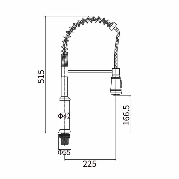 Смеситель для кухни Fashun с выдвижным изливом сатин (A56008)