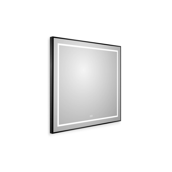 Зеркало BelBagno 800x32x800 в алюминиевой раме со встроенным светильником сенсорным выключателем и подогревом (SPC-KRAFT-800-800-LED-TCH-WARM-NERO)