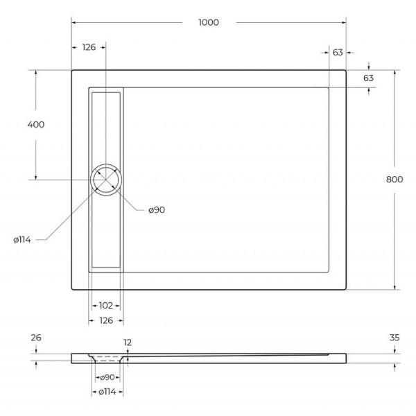 Душевой поддон BelBagno Due 100x80x3,5 белый (TRAY-BB-DUE-AH-100/80-4-W0)