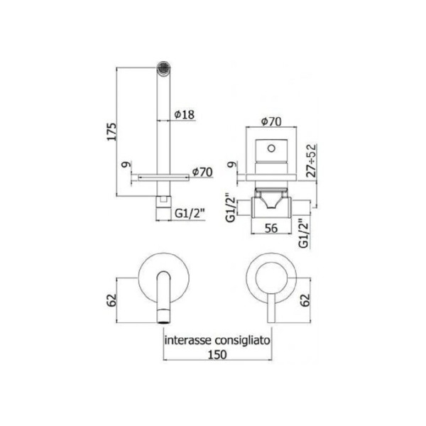 Смеситель для раковины Paffoni Light термостатический, хром (LIG006ST70)