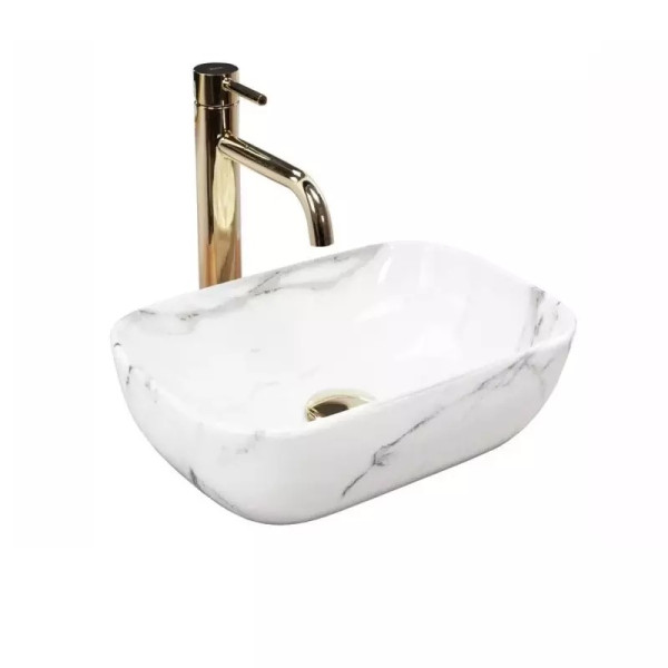 Раковина накладная Rea Belinda 36x25 мрамор (REA-U6505)
