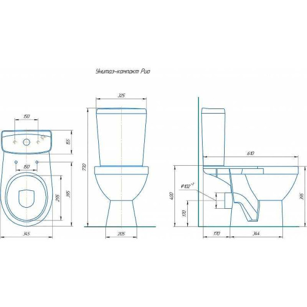 Унитаз-компакт Rosa Рио с сиденьем (4640021060988)