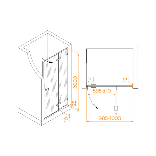 Душевая дверь RGW Stilvoll 100x200 стекло прозрачное, профиль черный (353200410-14)