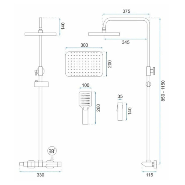 Душевая система термостатическая на четыре режима Rea Rob Nicel (REA-P6624)