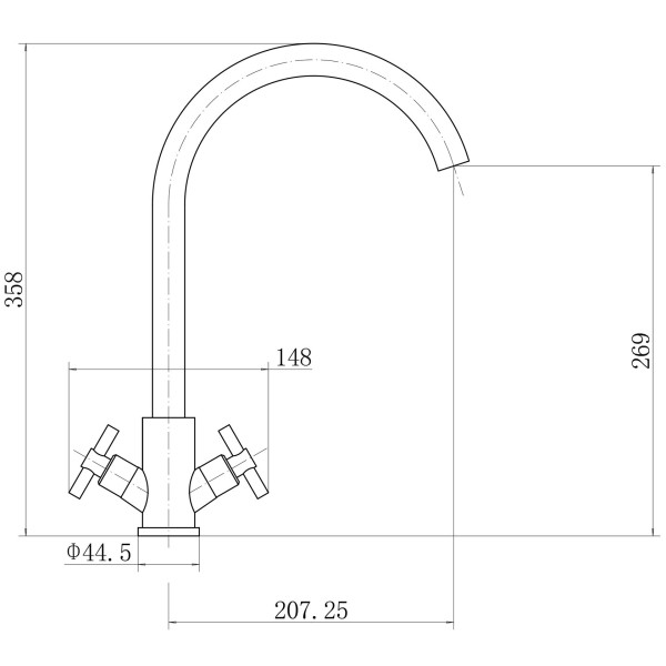 Смеситель для кухни Fashun сатин (A54028)