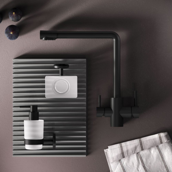 Смеситель для кухни AM.PM X-Joy S с L-изливом с каналом для питьевой воды черный (F85B05722)