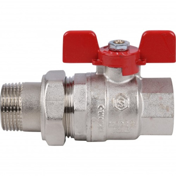 Кран 1" шаровый со сгоном Stout (красная бабочка, полнопроходной) SVB-1007-000025 Кран 1" шаровый со сгоном Stout (красная бабочка, полнопроходной) SVB-1007-000025