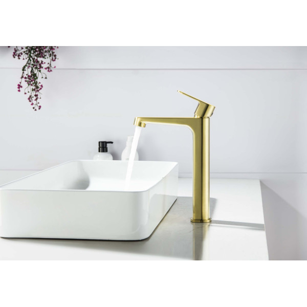 Смеситель для раковины Aquatek Оберон шлифованное золото (AQ1204BG)