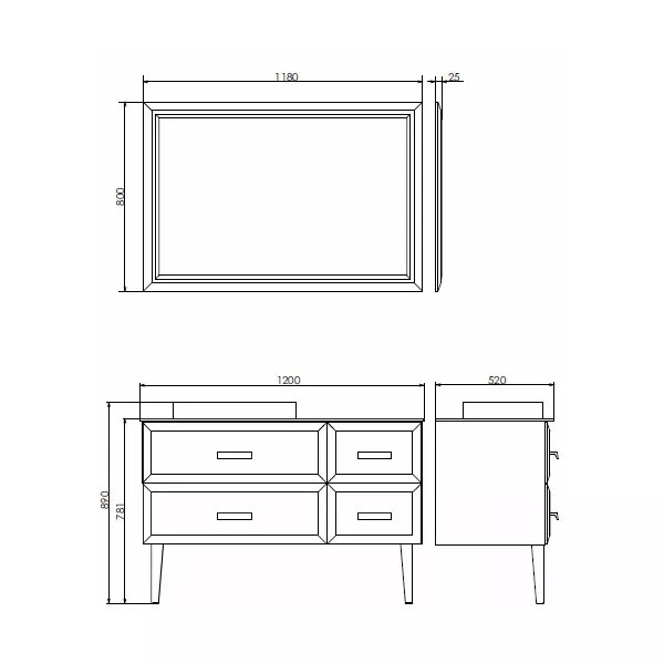 Тумба подвесная с раковиной Comforty Империя 1200x520x890 белый глянцевый/графит (00-00013788)