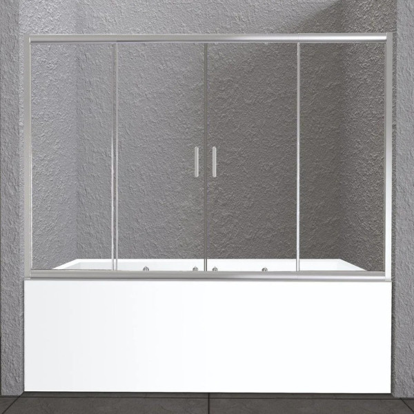 Душевая шторка для ванны BelBagno Unique 150x140 стекло прозрачное, профиль хром (UNIQUE-VF-2-150/180-140-C-Cr)