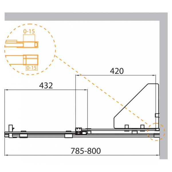 Душевая шторка для ванны Cezares Stream 80x150 стекло прозрачное, профиль хром (STREAM-VFS-11-80/150-C-Cr)