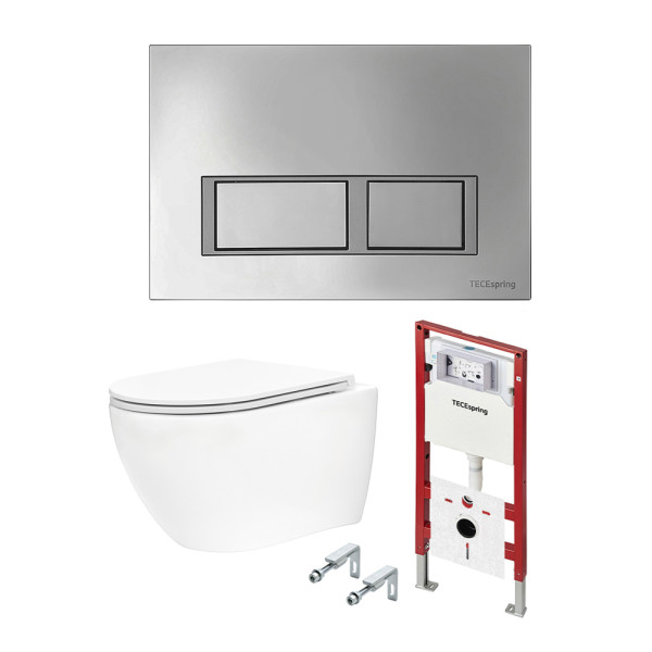 Инсталляция с унитазом TECEspring Base с клавишей хром глянц. унитаз модель R (K401201WCR)