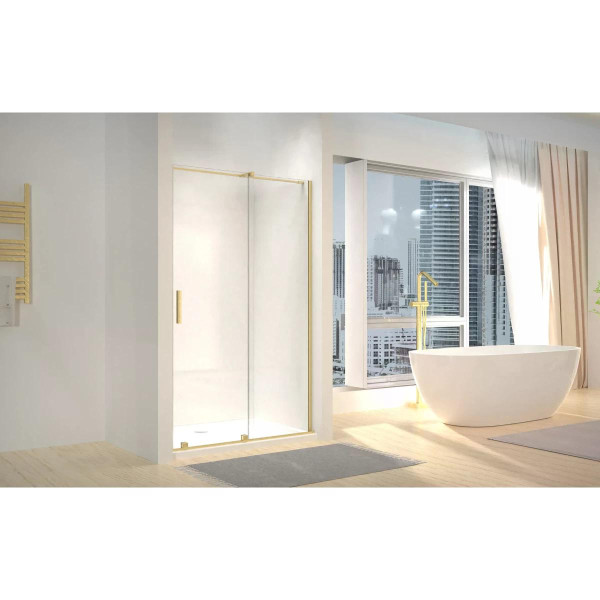 Душевая дверь Rea Montana 130x200 gold Mat стекло прозрачное, профиль матовое золото (REA-K2504)
