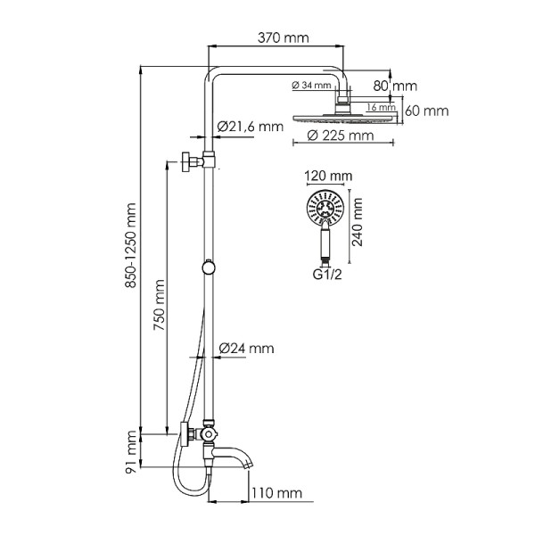 Душевая система WasserKRAFT белый (A188.067.058.WM Thermo)