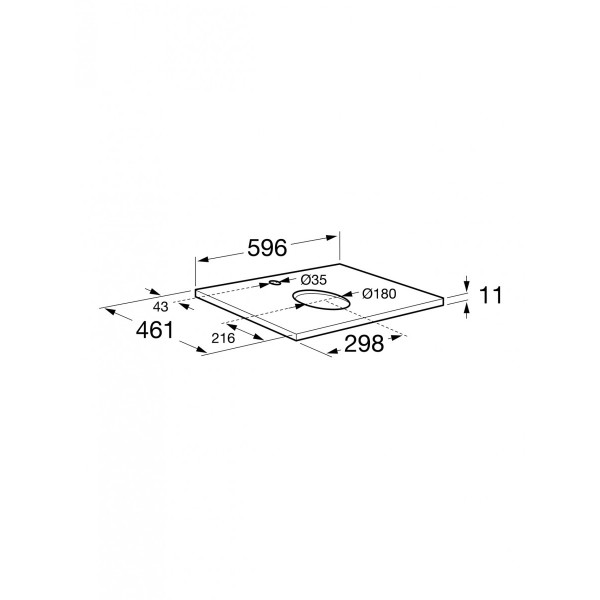 Столешница Roca Luna 596x461x11 серый (Z.RU93.0.777.0)