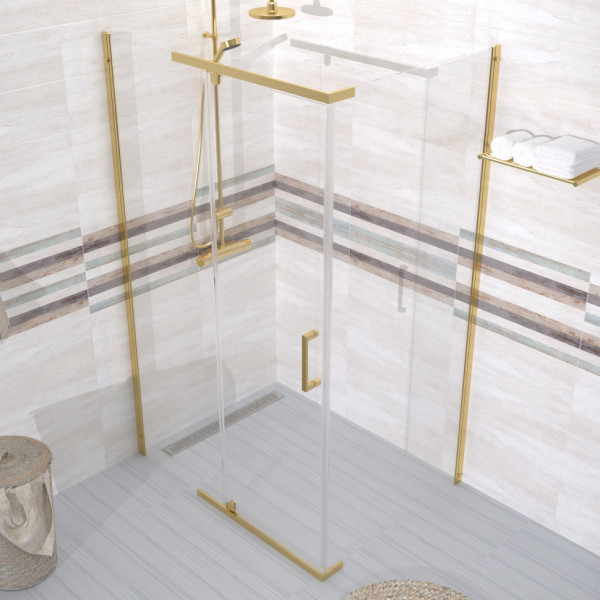 Душевой уголок Triton Терра-Голд 120x90  стекло прозрачное, профиль золотой (DK432)