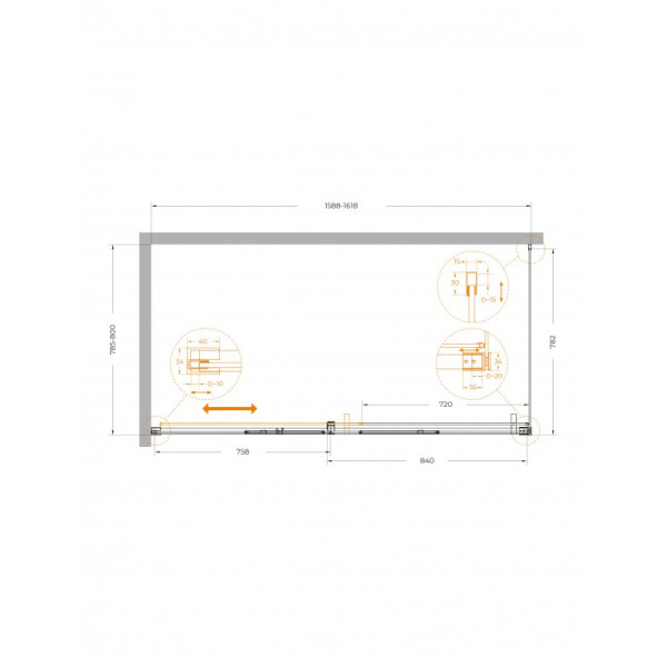 Душевой уголок Cezares Plane 160x80x195 стекло прозрачное, профиль сталь оружейная (PLANE-AH-1-160/80-C-GM)