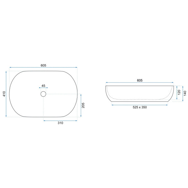 Раковина накладная Rea Cleo 60,5x41 чёрный (REA-U6757)