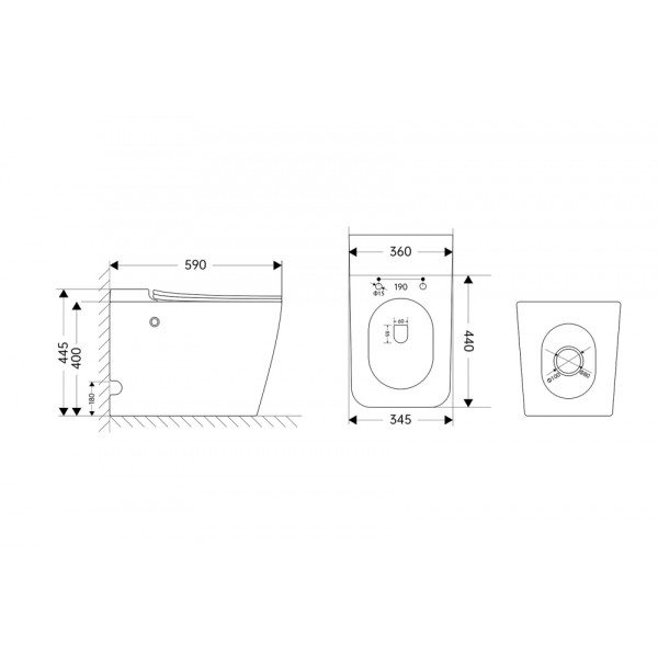 Унитаз напольный ABBER Rechteck белый с импульсным смывом (AC1213P)