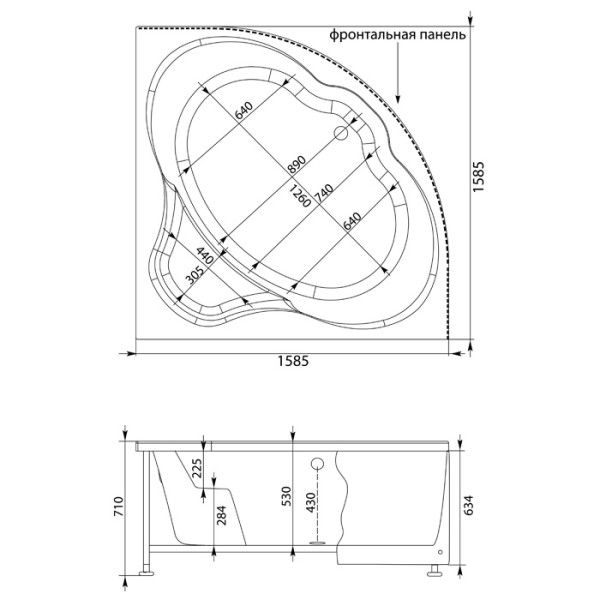 Экран фронтальный для ванны Aquanet Santiago 160 Экран фронтальный для ванны Aquanet Santiago 160