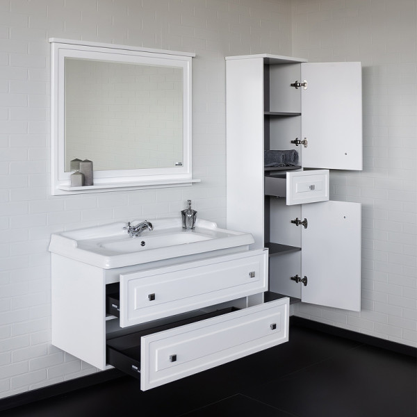 Пенал подвесной Comforty Феррара 400x410x1620 белый глянцевый (00004148010)